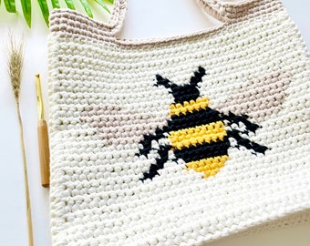 Crochet Pattern | The Bee Hive Day Bag | Crochet Bag Pattern | Crochet Purse Pattern | Crochet Bee Pattern | Instant Download | PDF