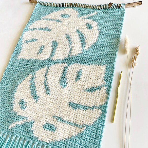 Crochet Pattern | The Monstera Fields Wall Hanging | Wall Hanging Crochet Pattern | Monstera Leaf Crochet Pattern | Instant Download | PDF