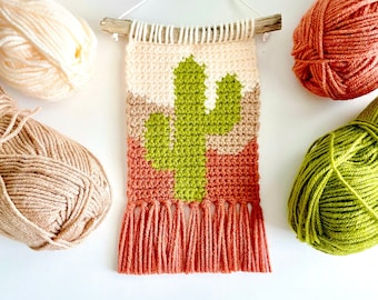 Crochet Pattern | The Teeny Weanie Cactus Wall Hanging | Wall Hanging Crochet Pattern | Cactus Crochet Pattern | Instant Download | PDF