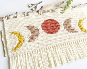 Crochet Pattern | The Moon Child Wall Hanging | Wall Hanging Crochet Pattern | Moon Phase Wall Hanging | Instant Download | PDF