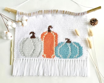 Crochet Pattern | The Pumpkin Trio Wall Hanging | Crochet Wall Hanging Pattern | Pumpkin Crochet Pattern | Instant Download | PDF