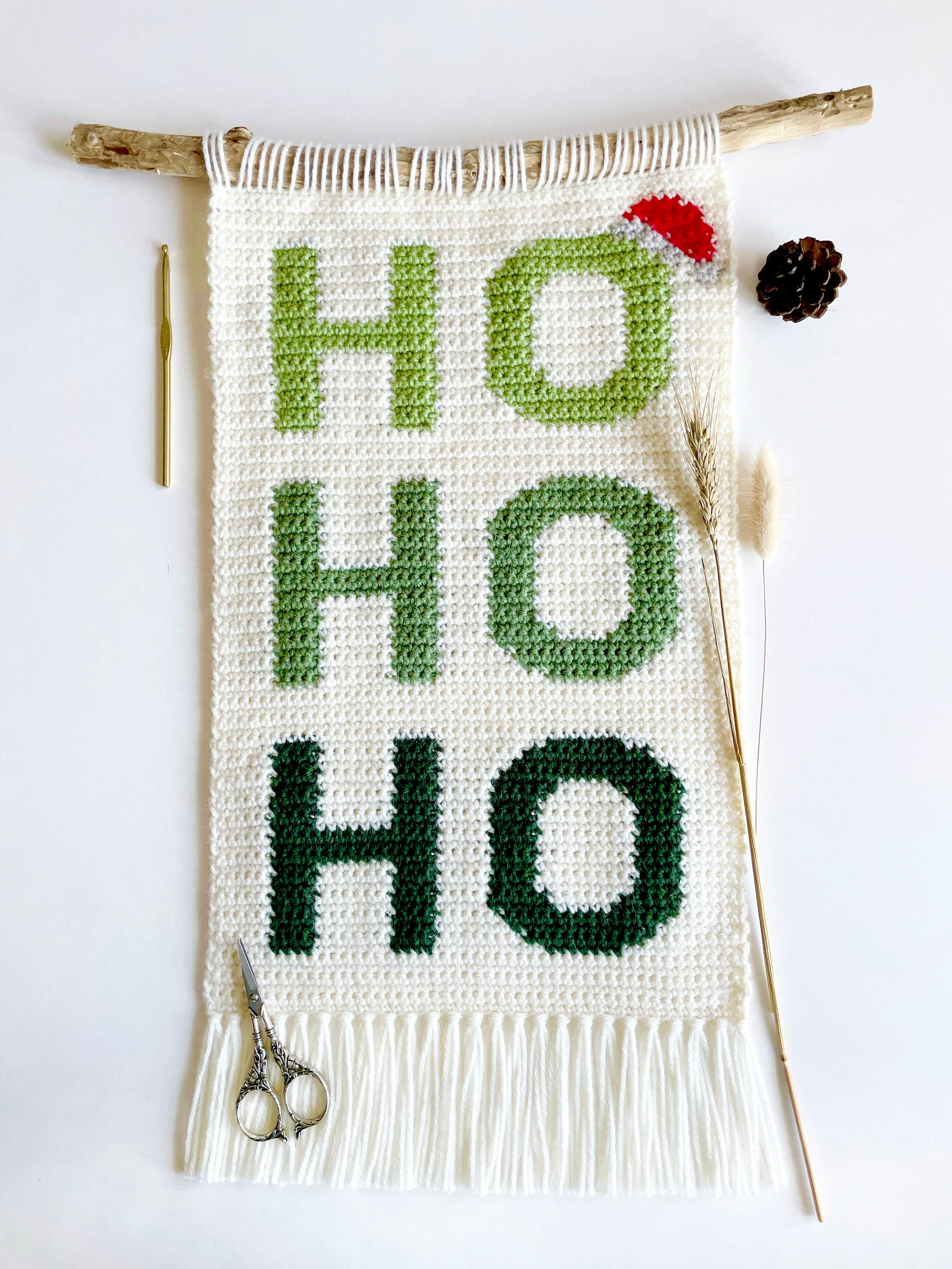 Crochet Pattern | the Holly Jolly Wall Hanging | Wall Hanging Crochet ...