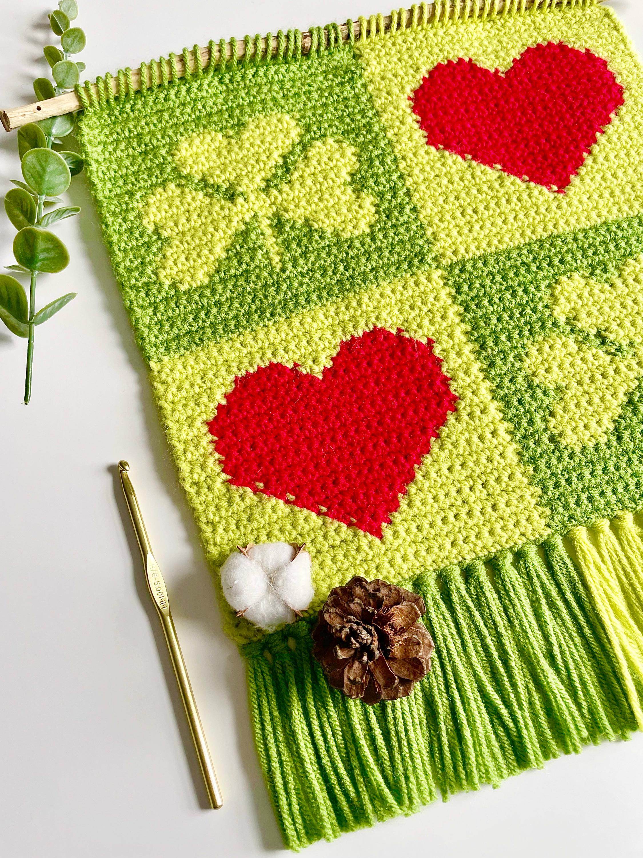 34 Fun Crochet Clover Patterns Perfect for St. Patrick’s Day 9 Crochet Pattern The Retro Clover Love Wall Hanging Wall