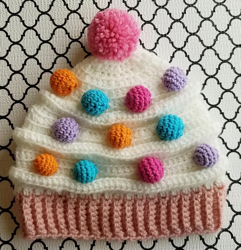 Adult Cupcake Beanie Pattern Crochet Beanie Pattern Crochet Etsy