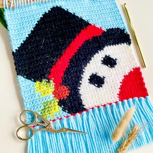 Crochet Pattern | The Holly Jolly Snowman Wall Hanging | Wall Hanging Crochet Pattern | Crochet Tapestry | Crochet Snowman | PDF