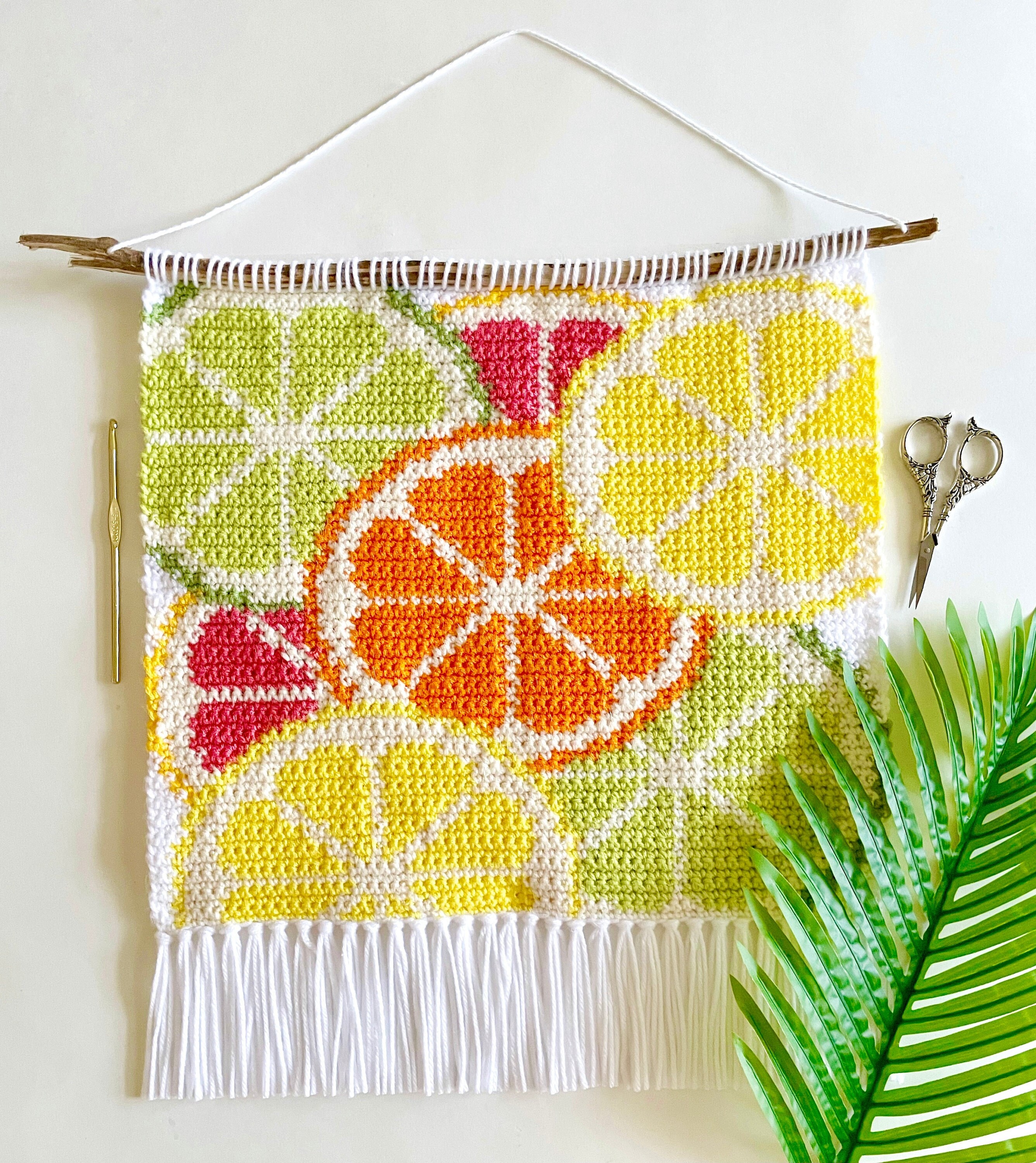 31 Framed Crochet Wall Art Patterns for Stylish, Handmade Decor 11 Crochet Pattern The Citrus Dreams Wall Hanging Wall