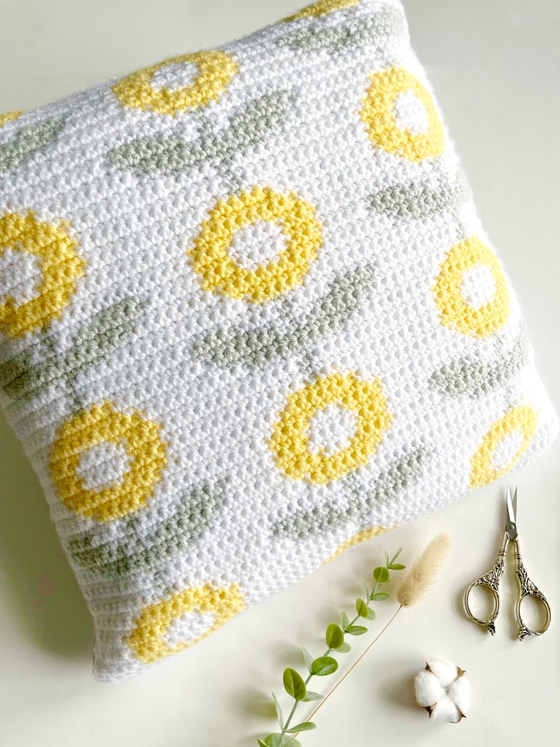 Crochet Pattern The Abstract Flower Pillow Crochet Pillow Pattern Modern Crochet Pattern Pillow Crochet Pattern Instant Download image 2