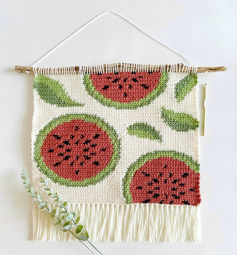 Crochet Pattern The Watermelon Garden Wall Hanging Wall Hanging Crochet Pattern Watermelon Crochet Pattern Instant Download PDF image 1