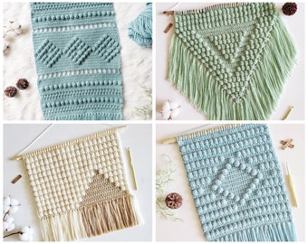 Crochet Pattern Bundle | Crochet Wall Hanging Pattern Bundle | Bobble Stitch Crochet Pattern | Instant Download | PDF | 4 PDF Downloads