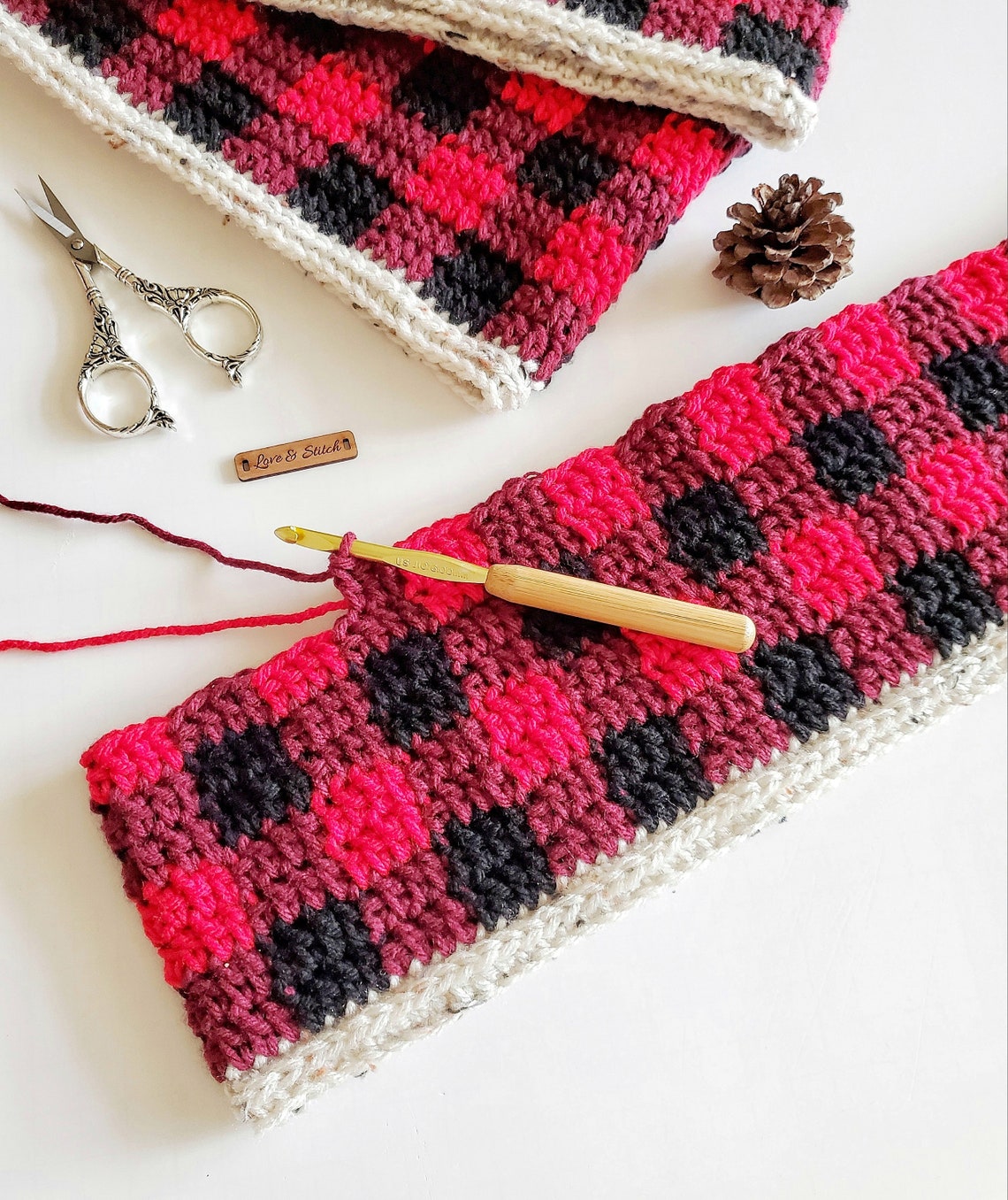 Crochet Pattern the Autumn Plaid Scarf Crochet Scarf Etsy