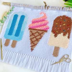 Crochet Pattern | Ice Cream Party Wall Hanging | Wall Hanging Crochet Pattern | Crochet Tapestry | Crochet Ice Cream | Instant Download