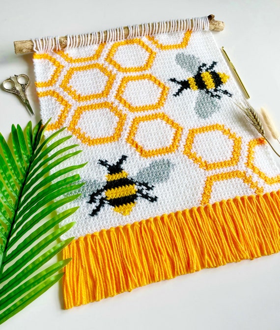 Crochet Pattern the Bee Hive Wall Hanging Crochet Wall Etsy