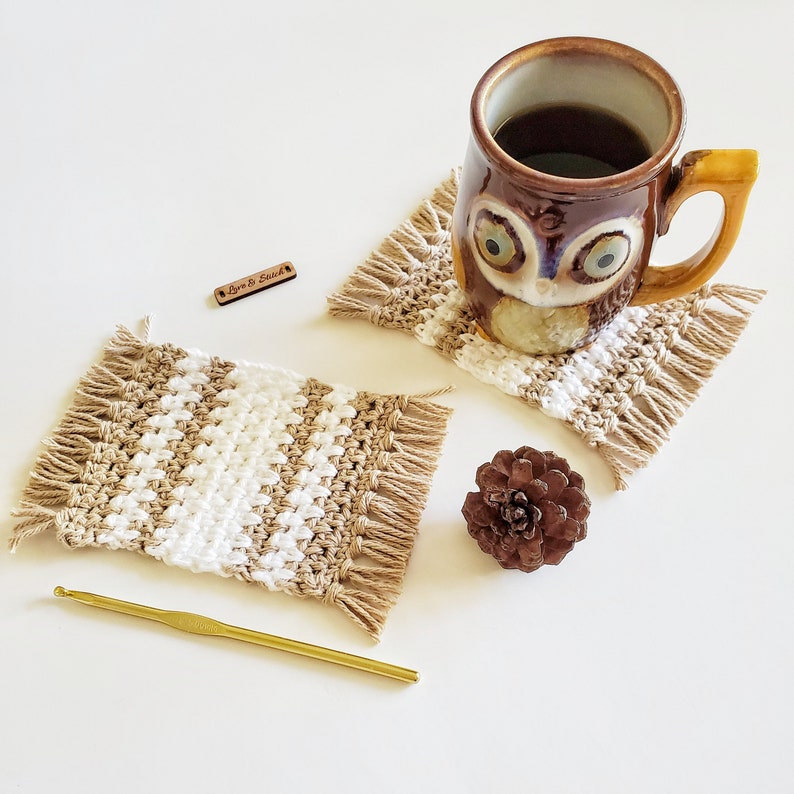 Crochet Pattern The Caroline Mug Rug Crochet Mug Rug Pattern Crochet Coaster Pattern Handmade Home Decor Instant Download PDF image 2