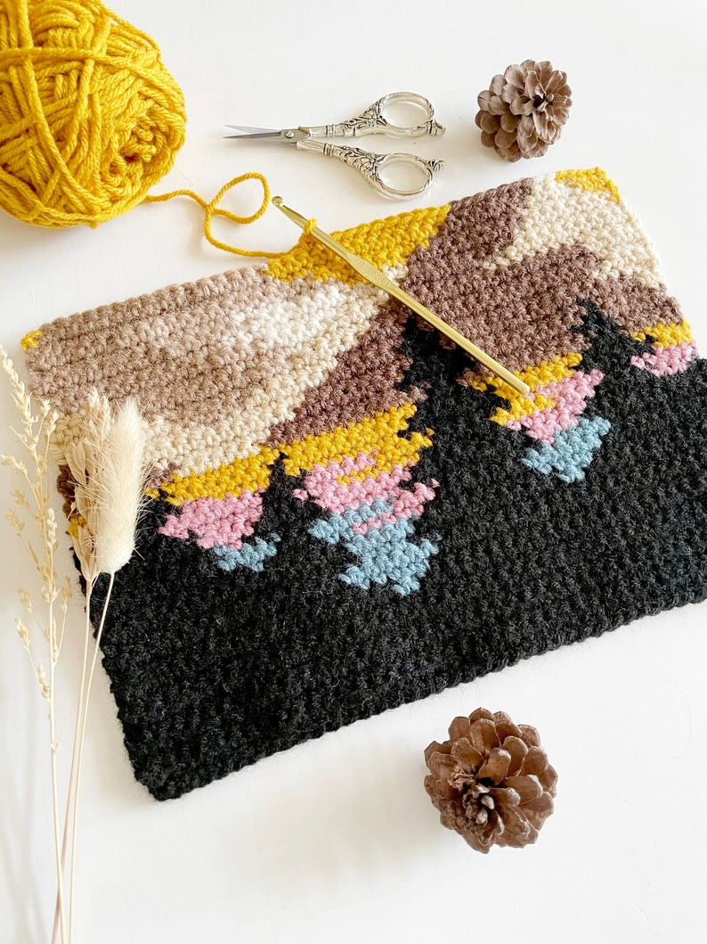 Crochet Pattern The Sunset Mini Mountainside Wall Hanging Crochet Wall Hanging Pattern Landscape Crochet Pattern Instant Download image 3