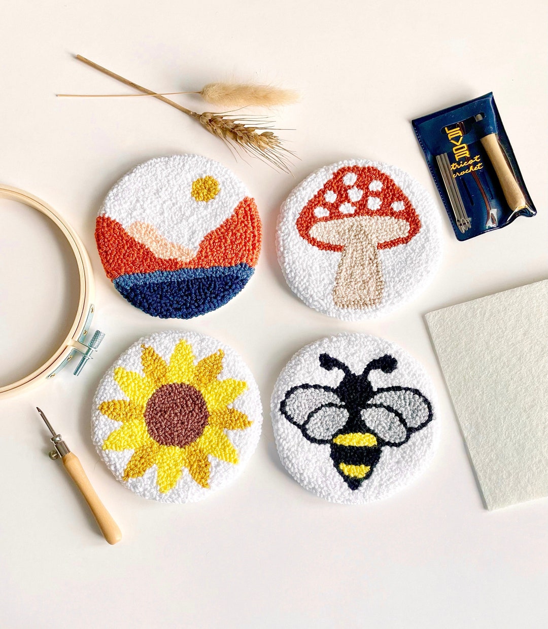 Punch Needle Coaster Kit Beginner Punch Needle Set DIY Craft Kit ...