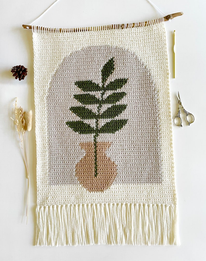 Crochet Pattern The Fern in the Window Wall Hanging Wall Hanging Crochet Pattern Crochet Plant Pattern Instant Download PDF image 3