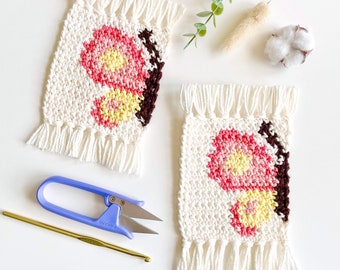 Crochet Pattern | The Butterfly Wings Mug Rug | Crochet Mug Rug Pattern | Crochet Coaster Pattern | Crochet Butterfly Coaster | PDF