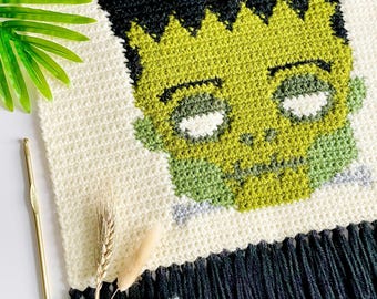 Crochet Pattern | The FrankenGroom Wall Hanging | Frankenstein Crochet Pattern | Crochet Halloween Pattern | Crochet Wall Hanging | PDF
