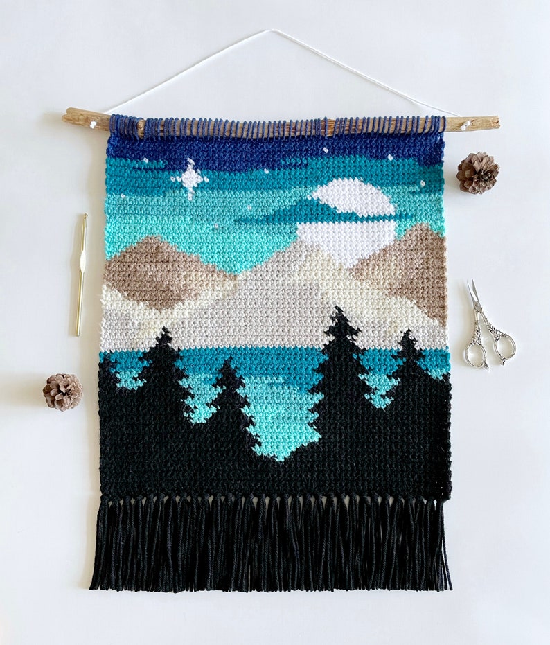 Crochet Pattern The Mountainside Wall Hanging Mountain Wall Hanging Pattern Crochet Wall Hanging Pattern Instant Download PDF image 2