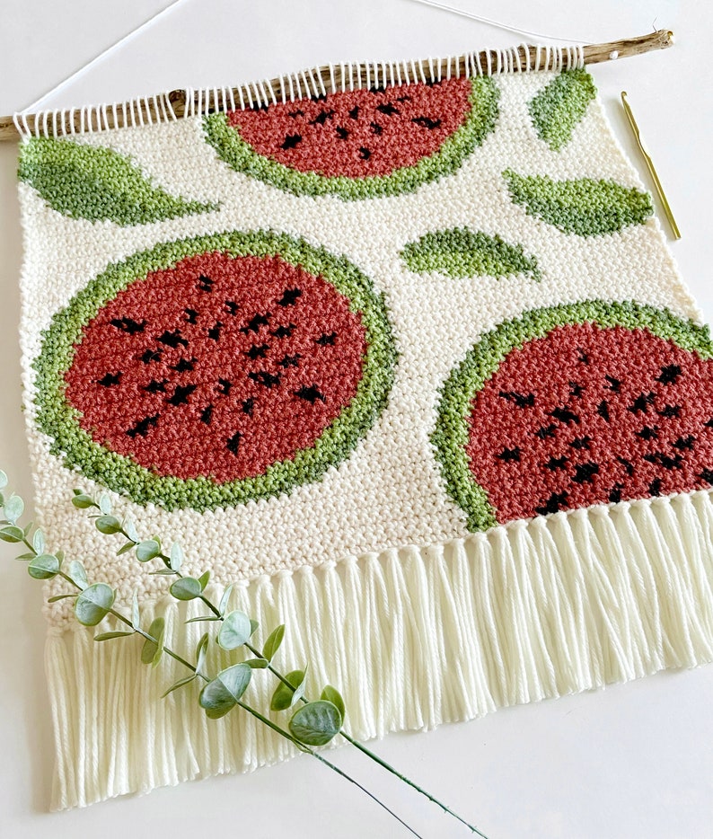 Crochet Pattern The Watermelon Garden Wall Hanging Wall Hanging Crochet Pattern Watermelon Crochet Pattern Instant Download PDF image 2