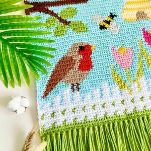 Virkmönster | Våren har sprungit väggbonad | Virkmönster för väggbonad | Virkmönster för vårdekorationer | Direktnedladdning | PDF