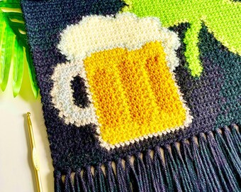 Crochet Pattern | The Bar Hopper Wall Hanging | Wall Hanging Crochet Pattern | Crochet Clover | Crochet Beer | Tapestry Crochet | PDF