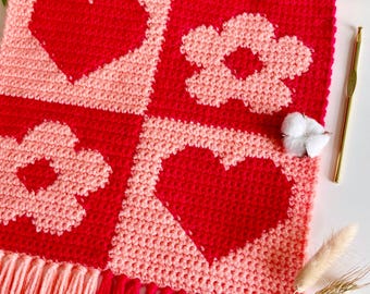 Crochet Pattern | The Retro Valentine Wall Hanging | Crochet Wall Hanging Pattern | Crochet Heart Pattern | Instant Download | PDF