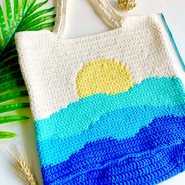 Crochet Pattern | The Seaside Bag Crochet Pattern | Crochet Bag Pattern | Crochet Tote Pattern | Crochet Beach Bag | Ocean Crochet Pattern