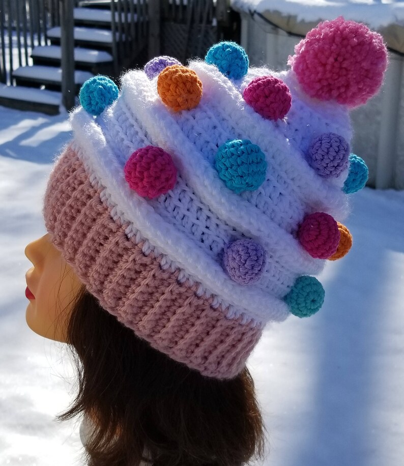 Adult Cupcake Beanie Pattern Crochet Beanie Pattern Crochet Etsy