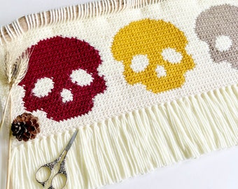 Crochet Pattern | The Skull Trio Wall Hanging | Crochet Wall Hanging Pattern | Halloween Crochet Pattern | Skull Crochet Pattern | PDF