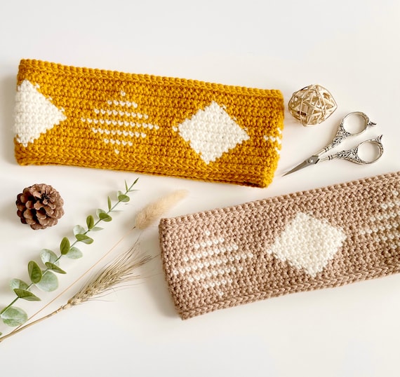 Crochet Pattern | The Geo Diamond Headband | Crochet Headband Pattern | Crochet Earwarmer Pattern | Instant Download | PDF