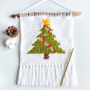 Crochet Pattern The Teeny Weanie Christmas Tree Wall Hanging Wall Hanging Crochet Pattern Christmas Crochet Pattern Instant Download image 2