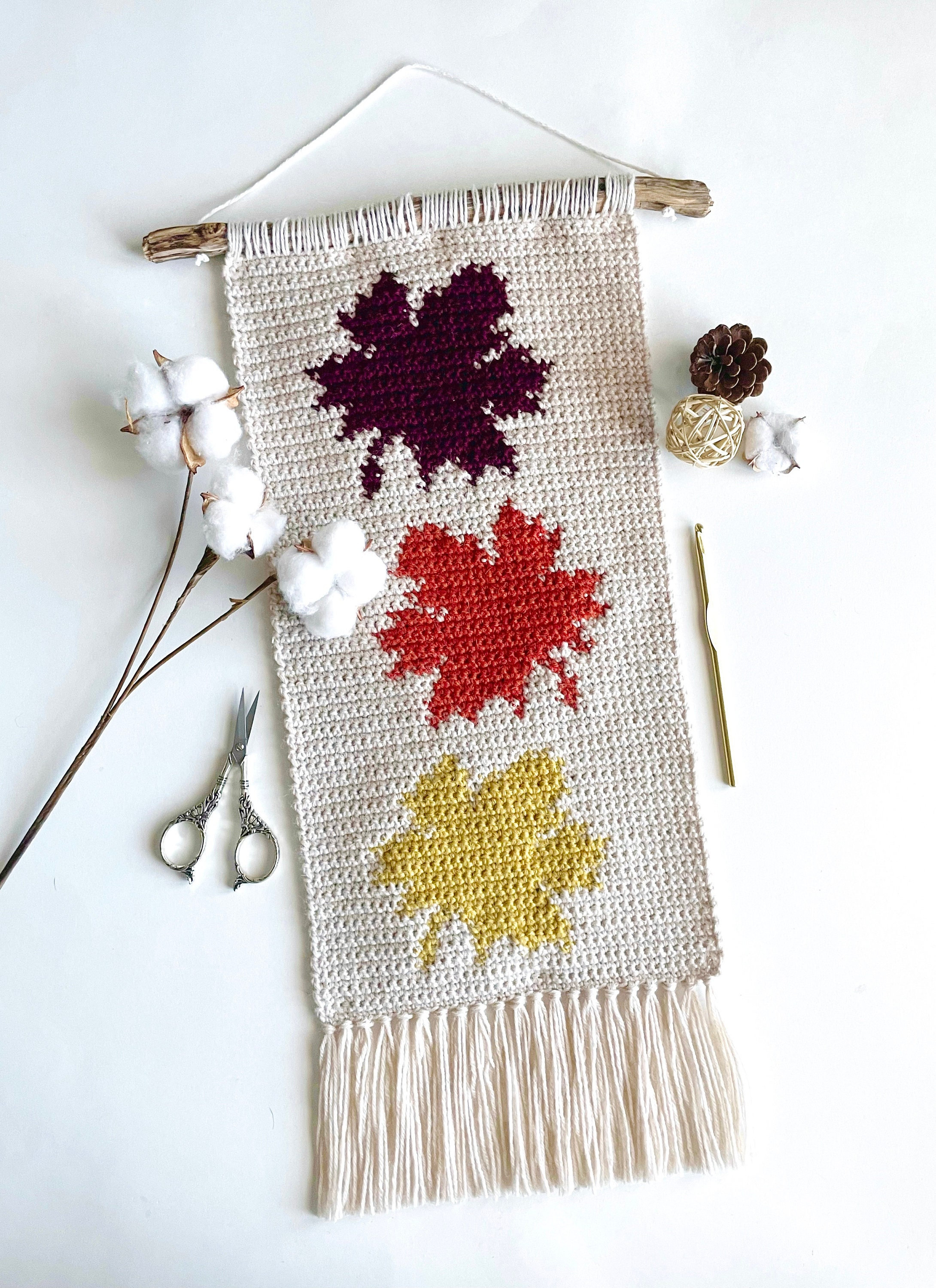 40 Maple Leaf Crochet Patterns for Autumn Decor, Gifts, and Cozy Home Accents 3 Crochet Pattern The Maple Tree Wall Hanging Wall Hanging