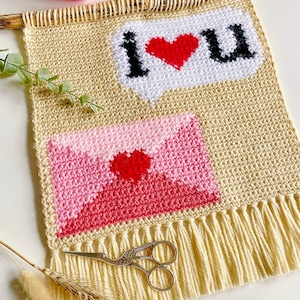 Häkelanleitung | Der Liebesbrief Wandbehang | Wandbehang Häkelanleitung | Valentinstag Häkelanleitung | Häkeldecke | PDF-Datei