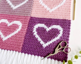 Haakpatroon | De retro hartvormige muurhanger | Haakpatroon voor aan de muur | Gehaakt wandtapijt | Gehaakt hartpatroon | Direct downloaden