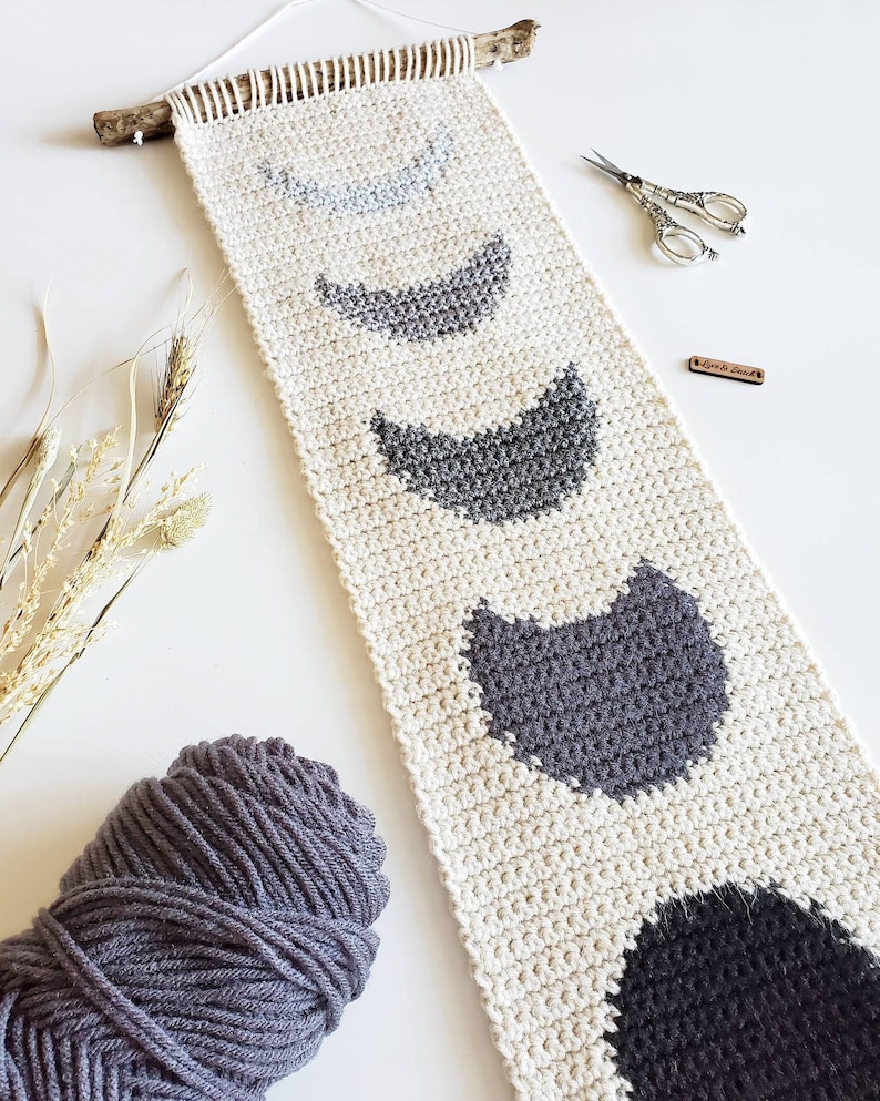 Crochet Pattern The Autumn Moon Phase Wall Hanging Moon Phase Crochet Pattern Crochet Wall Hanging Pattern Instant Download PDF image 5