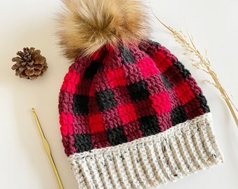 Crochet Pattern | The Autumn Plaid Beanie Pattern | Crochet Beanie Pattern | Crochet Plaid Beanie | Plaid Crochet Pattern | Instant Download