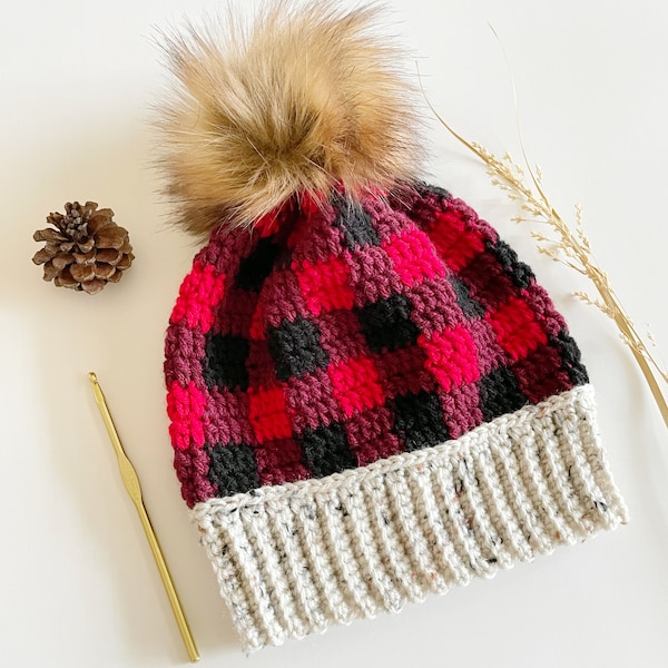 Crochet Pattern | The Autumn Plaid Beanie Pattern | Crochet Beanie Pattern | Crochet Plaid Beanie | Plaid Crochet Pattern | Instant Download