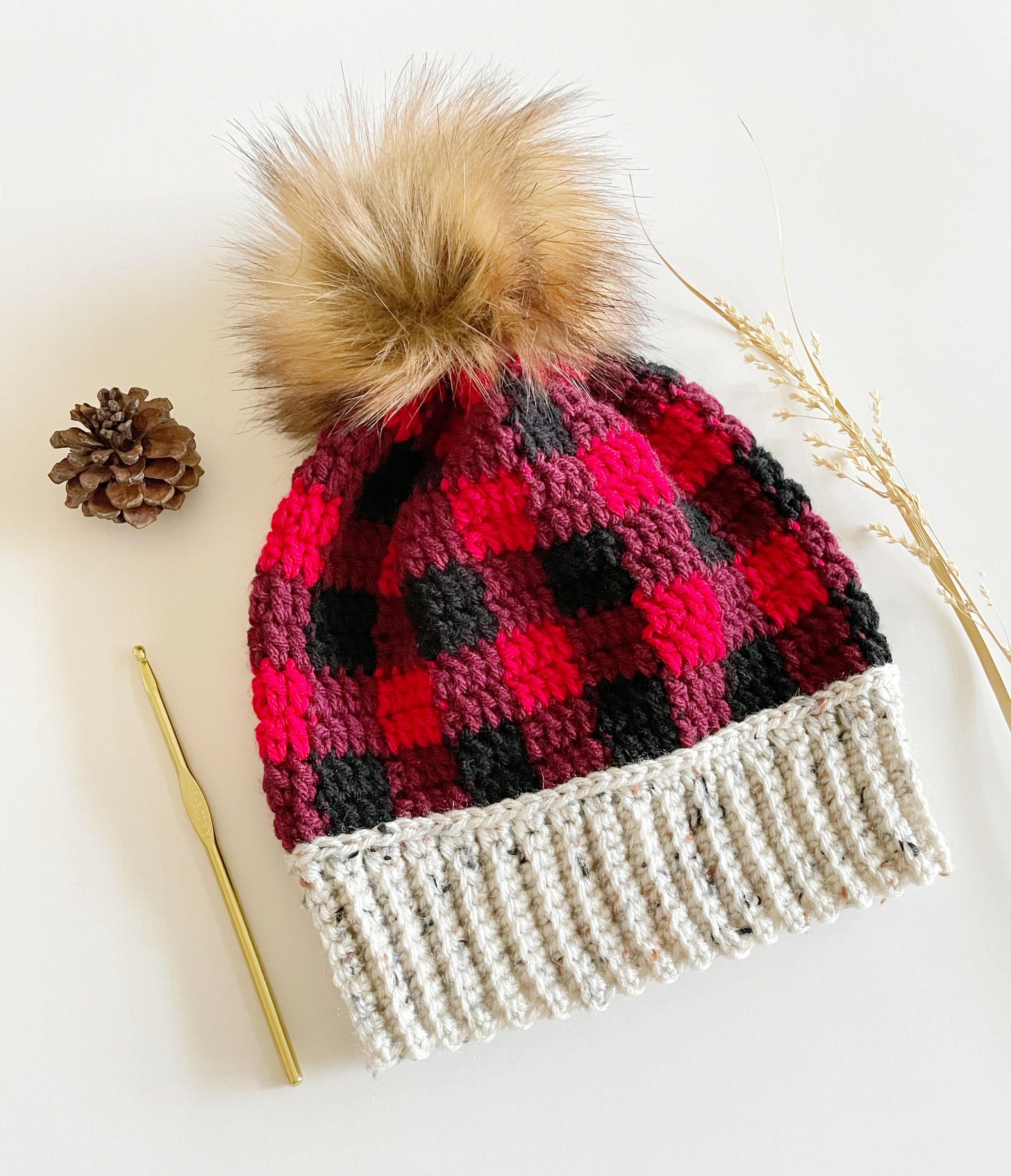 Emma Plaid Pom Beanie Emma Plaid Pom Beanie