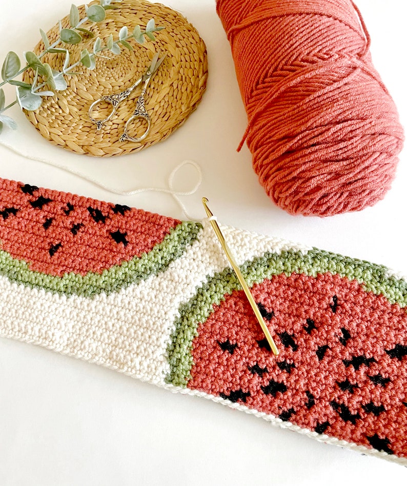 Crochet Pattern The Watermelon Garden Wall Hanging Wall Hanging Crochet Pattern Watermelon Crochet Pattern Instant Download PDF image 3