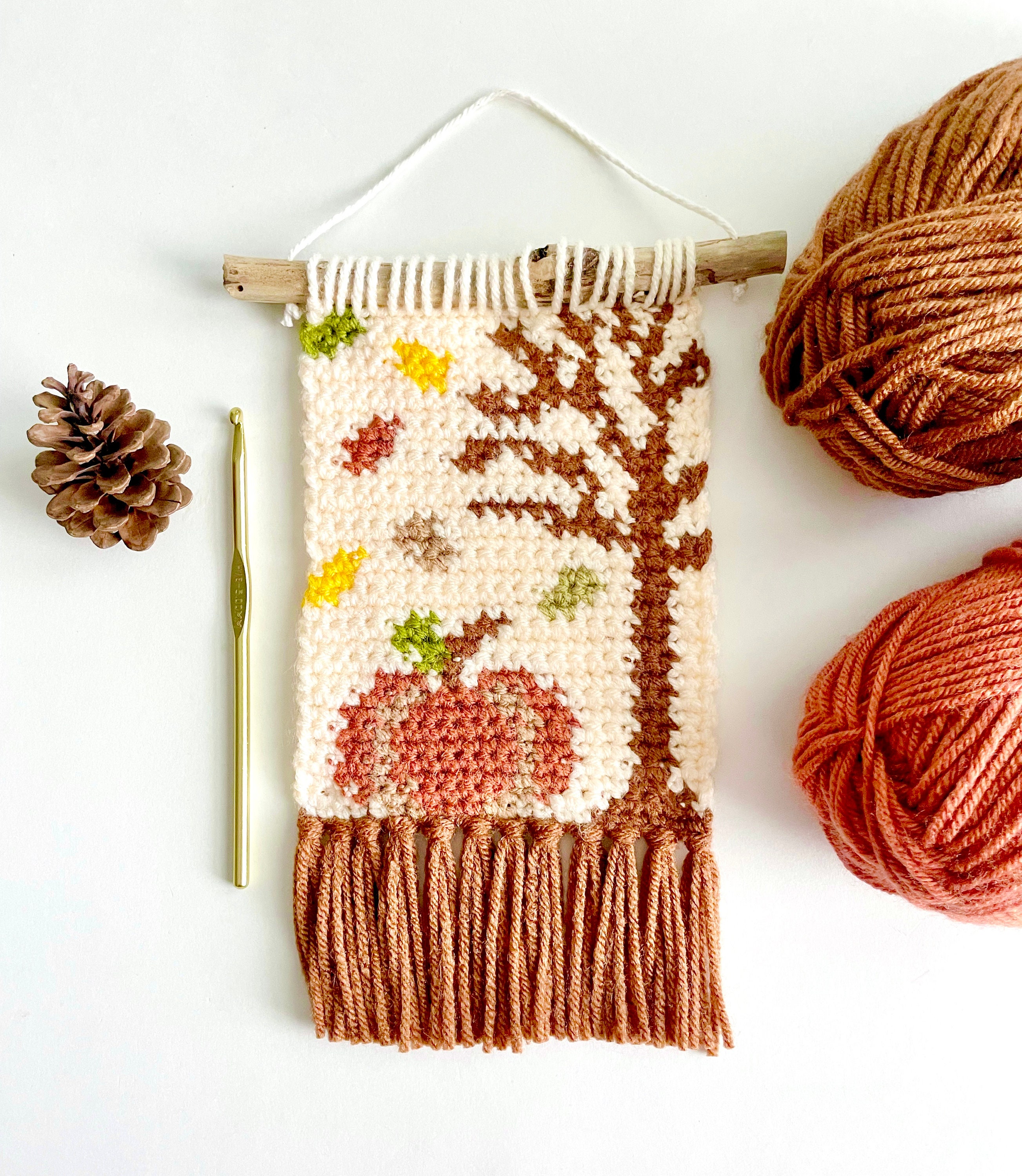 31 Framed Crochet Wall Art Patterns for Stylish, Handmade Decor 14 Crochet Pattern The Teeny Weanie Fall Wall Hanging Wall