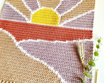 Crochet Pattern | The Sunset Peak Wall Hanging | Wall Hanging Crochet Pattern | Crochet Sunset | Crochet Tapestry | Instant Download | PDF