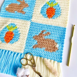 かぎ針編みのパターン | レトロなイースターの壁掛け | 壁掛けのかぎ針編みのパターン | かぎ針編みのタペストリーのパターン | タペストリーのかぎ針編み | PDF