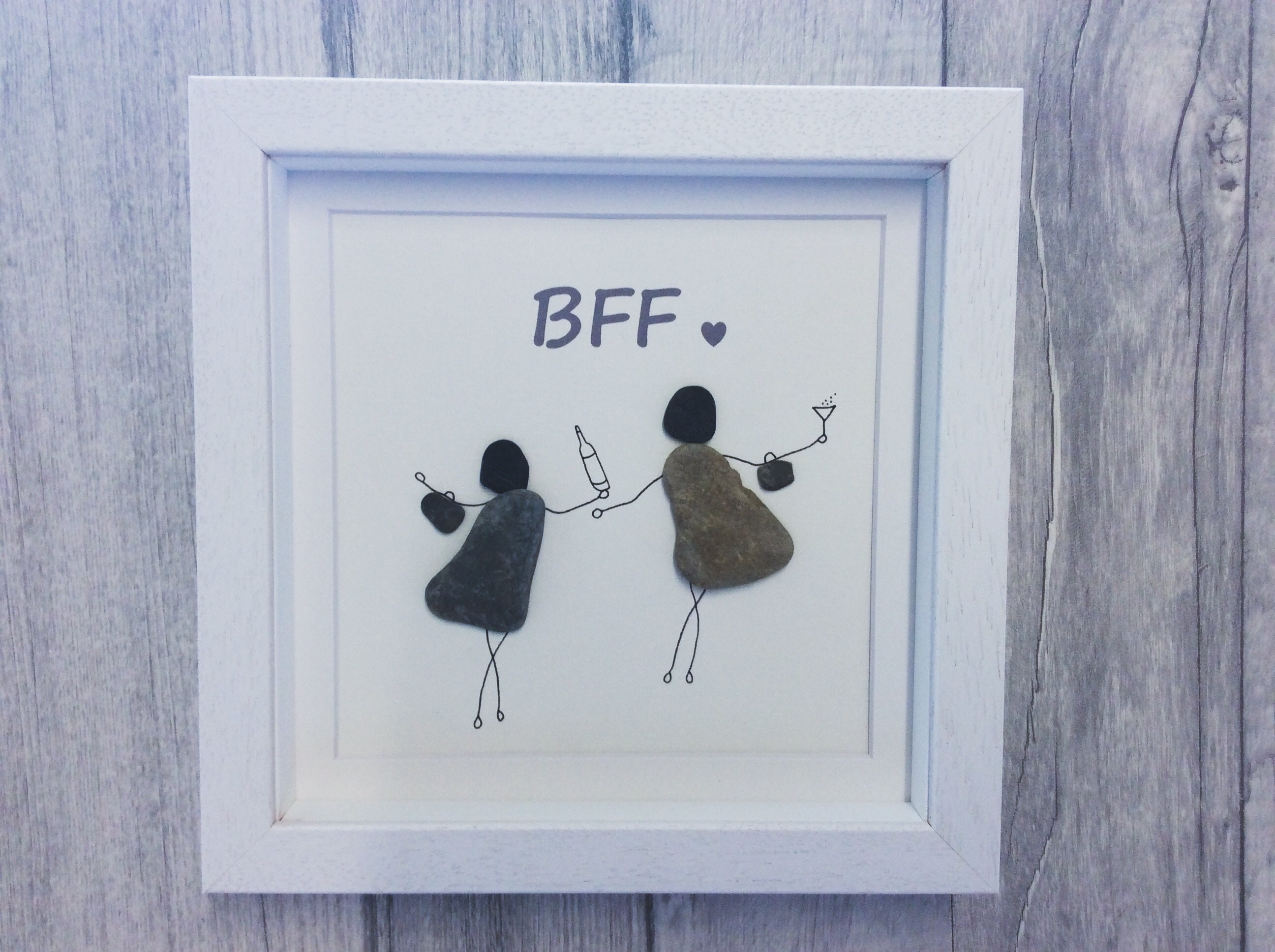 Pebble Artbest Friends Foreverbff Pebble Art Picture Etsy