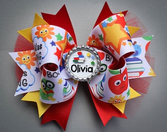 5 1/2 - 6" School Bow, Back to School Bow, Personalized School Bow, School Hair Bow, Back to School Hair Bow, School Bows, Large School Bow