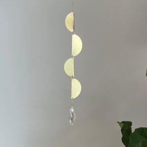 Semi circle Suncatcher, Brass Abstract wall hanging, Rainbow Maker, Gift for friend