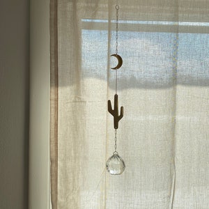 Cactus Moon sun catcher, desert inspired, window ornament, prism rainbow maker