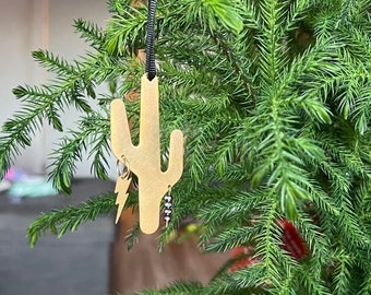 Stormy Cactus Christmas Tree Ornament | Lightning bolt Holiday Decoration | Cactus Storm Window hanger