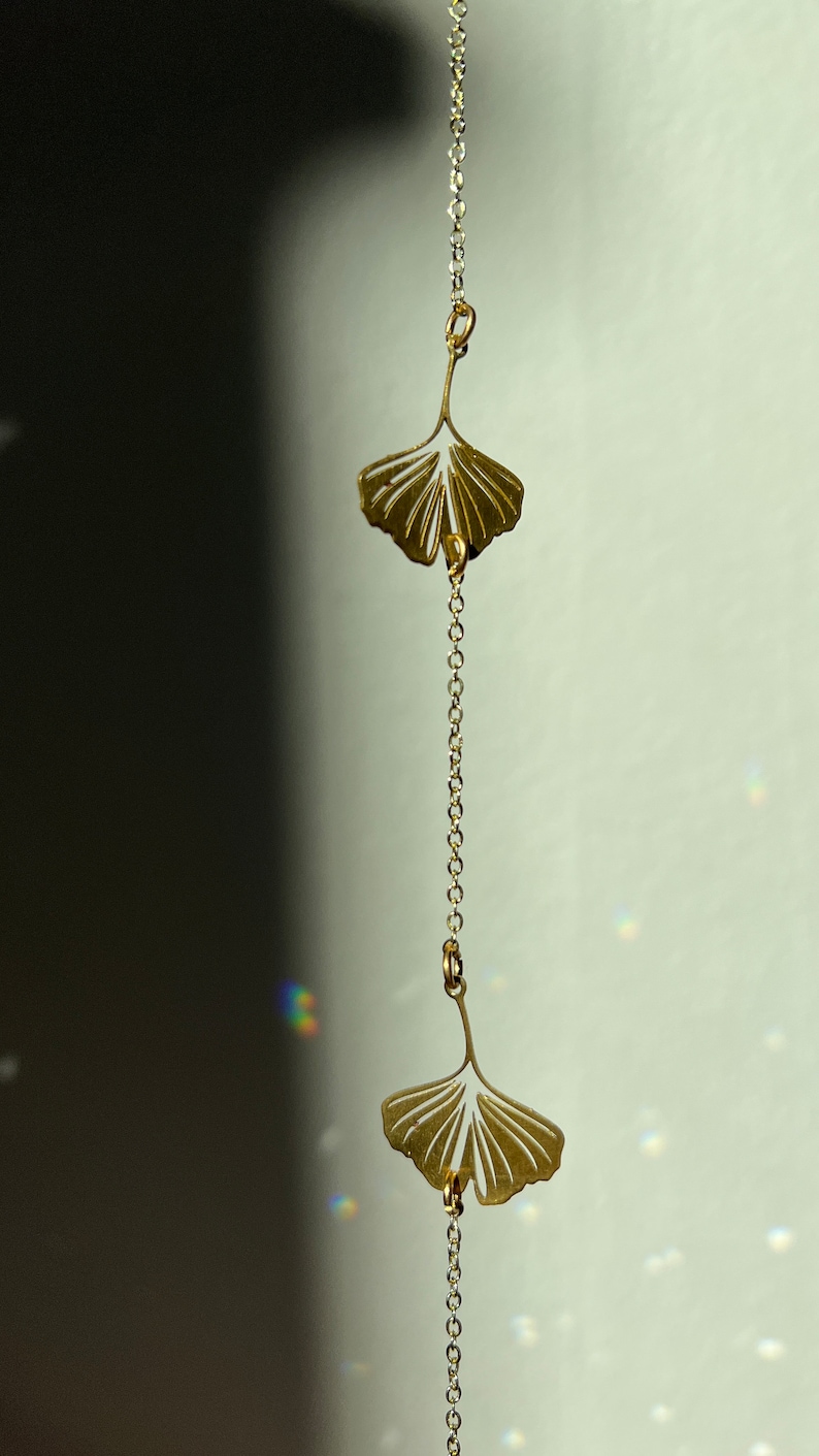 Ginkgo Leaf Suncatcher Brass Wall Hanging Floral Nature Etsy