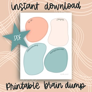 Simple Brain Dump Pastel Palette Printable Worksheet PDF, Journaling Sheet, To-Do List Sheet, Downloadable US Letter/A4